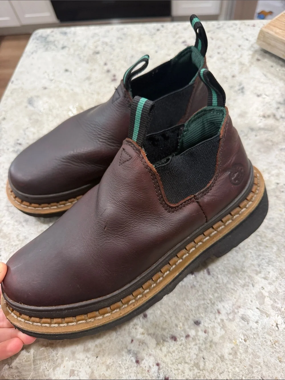 Georgia Giant Kids Boots Romeo Brown Pull On Leather Chelsea Boys Size 4.5